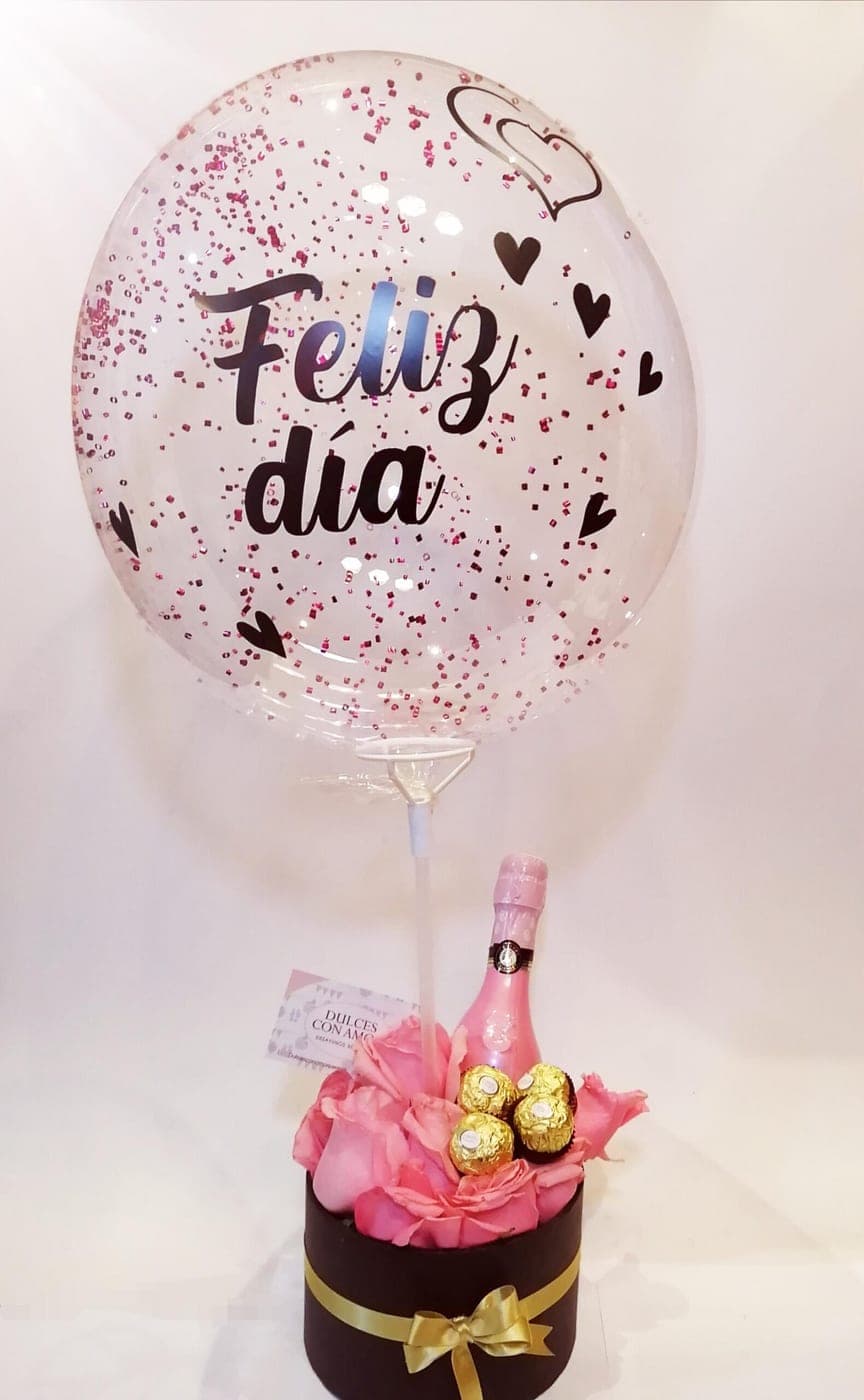 Desayuno Champagne con Cilindro de Rosas